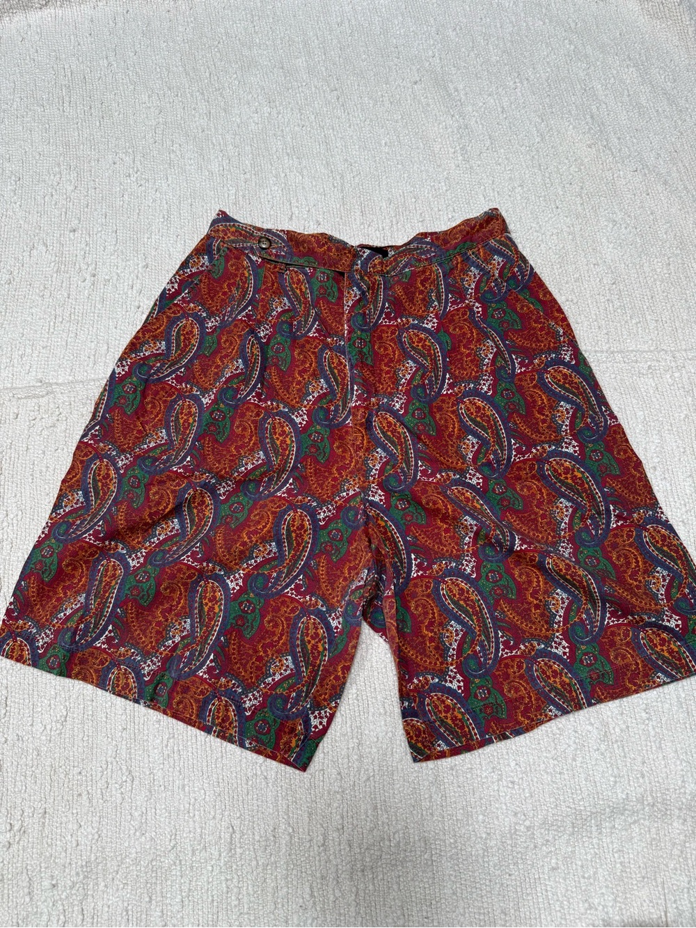 Vintage 1990s GAP Paisley Pleated High Waisted Shorts Size 13-14 100% Cotton
